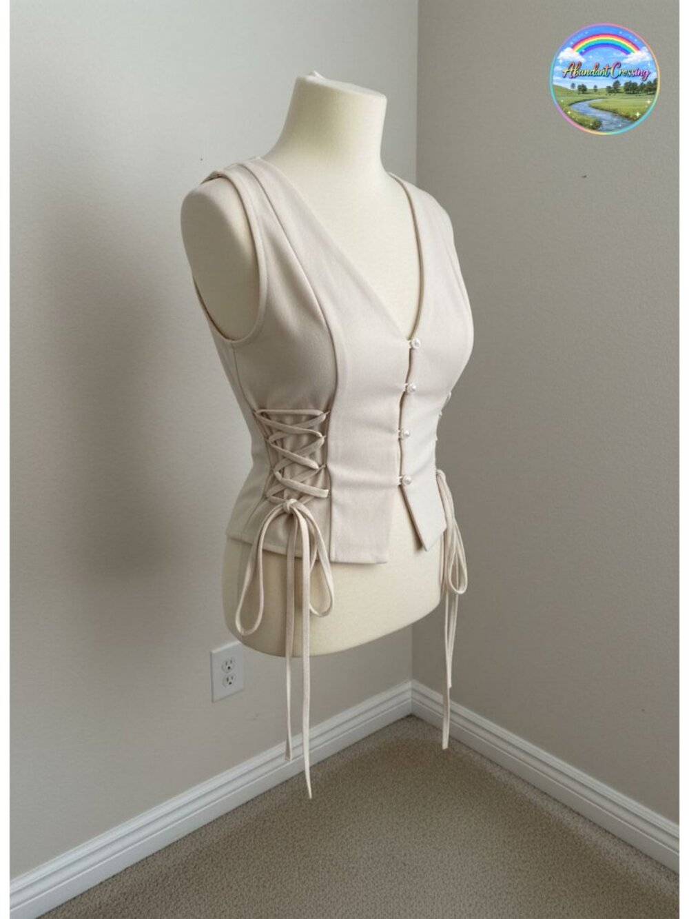 Women's Western Cowgirl Vest Lace Up V Neck Sleeveless Button Down